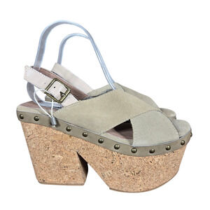 Colors of California‎ Shoes Womens Size 39 Suede Cork Platform Sandals Studded
